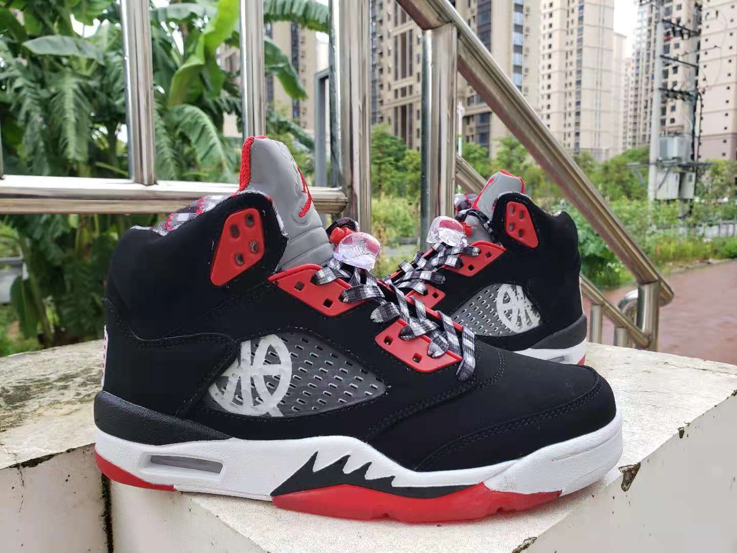 Air Jordan 5 Black White Red